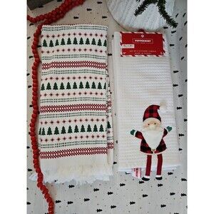 North Spruce Lane and Peppermint Place Christmas Kitchen Towels Santa/Trees